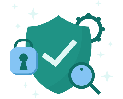 Illustation d'un bouclier avec un cadenas figurant la protection des données informatiques
