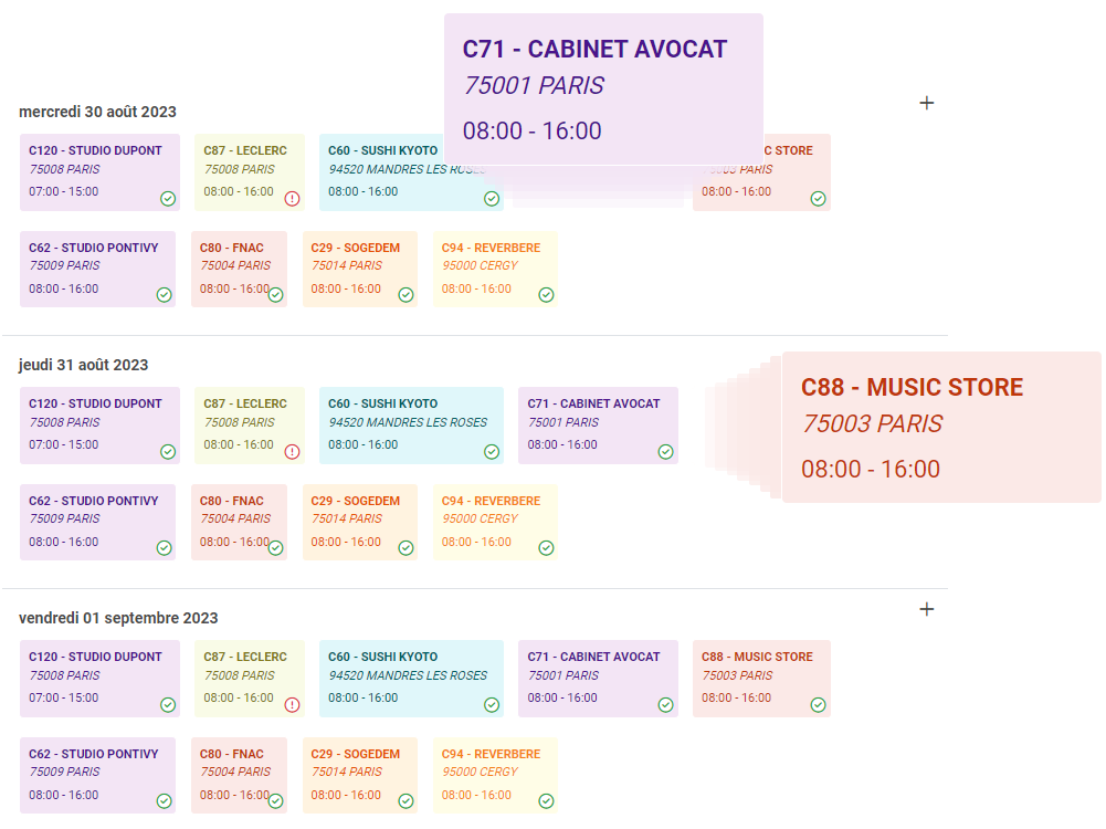 Illustration présentant un planning rempli d'interventions